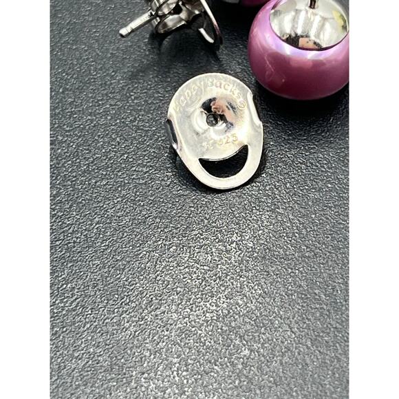 Honora Magenta Purple Cultured Pearl Pierced Sterling Silver Stud Earrings 10mm - Picture 6 of 8